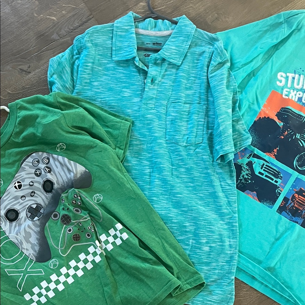 Green Xbox Graphic Tee and Blue Polo Set - Picture 3 of 4
